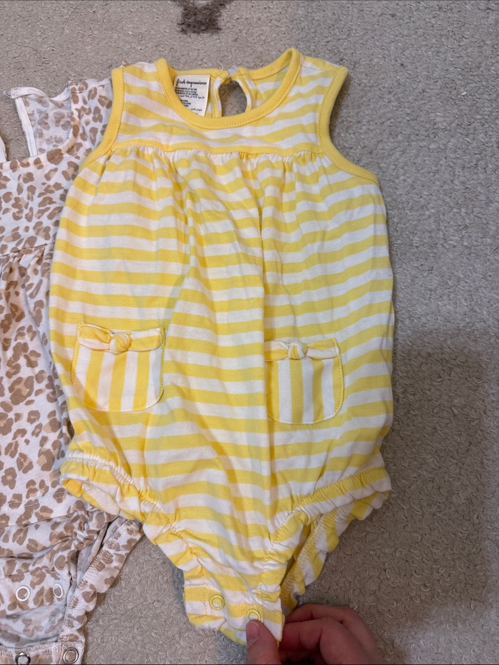 First Impressions White Bodysuit with Red and Tan Bow Accents - Picture 4 of 7